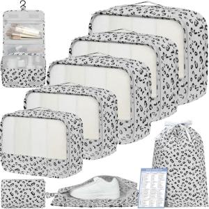 imageBAGAIL 9 Set Packing Cubes Luggage Packing Organizers for Travel AccessoriesGrey leopard