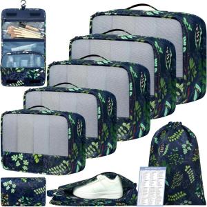 imageBAGAIL 9 Set Packing Cubes Luggage Packing Organizers for Travel AccessoriesNavy leaf