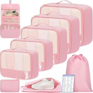 imageBAGAIL 9 Set Packing Cubes Luggage Packing Organizers for Travel AccessoriesPink