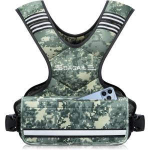 imageBAGAIL Adjustable Weighted Vest 410lb1218lb2032lb Rucking Vest for Women ampamp Men with 6 Weights ampamp Large Pocket Weight Vest for Home Workouts Running Walking and Strength TrainingGreen Camo