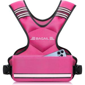 imageBAGAIL Adjustable Weighted Vest 410lb1218lb2032lb Rucking Vest for Women ampamp Men with 6 Weights ampamp Large Pocket Weight Vest for Home Workouts Running Walking and Strength TrainingPink