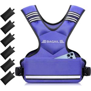 imageBAGAIL Adjustable Weighted Vest 410lb1218lb2032lb Rucking Vest for Women ampamp Men with 6 Weights ampamp Large Pocket Weight Vest for Home Workouts Running Walking and Strength TrainingPurple