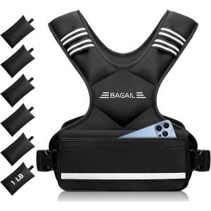 imageBAGAIL Adjustable Weighted Vest 410lb1218lb2032lb Rucking Vest for Women ampamp Men with 6 Weights ampamp Large Pocket Weight Vest for Home Workouts Running Walking and Strength TrainingBlack