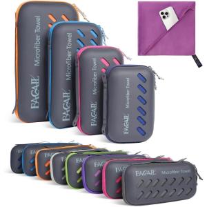 imageBAGAIL Camping Towel with EVA Case Compact ampamp Ultra Soft Microfiber Travel Towel  Super Absorbent ampamp Lightweight Quick Dry Towels for Sports Beach Gym Backpacking Hiking and YogaPurple