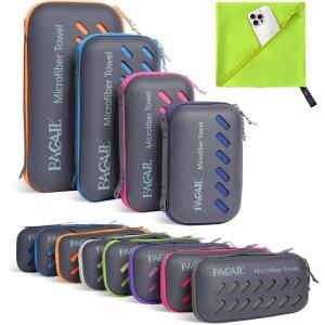 imageBAGAIL Camping Towel with EVA Case Compact ampamp Ultra Soft Microfiber Travel Towel  Super Absorbent ampamp Lightweight Quick Dry Towels for Sports Beach Gym Backpacking Hiking and YogaGreen