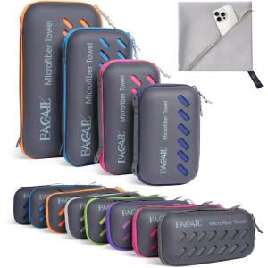 imageBAGAIL Camping Towel with EVA Case Compact ampamp Ultra Soft Microfiber Travel Towel  Super Absorbent ampamp Lightweight Quick Dry Towels for Sports Beach Gym Backpacking Hiking and YogaGrey