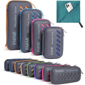 imageBAGAIL Camping Towel with EVA Case Compact ampamp Ultra Soft Microfiber Travel Towel  Super Absorbent ampamp Lightweight Quick Dry Towels for Sports Beach Gym Backpacking Hiking and YogaTeal
