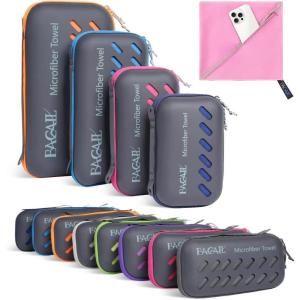 imageBAGAIL Camping Towel with EVA Case Compact ampamp Ultra Soft Microfiber Travel Towel  Super Absorbent ampamp Lightweight Quick Dry Towels for Sports Beach Gym Backpacking Hiking and YogaPastel Pink