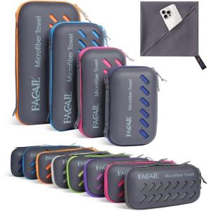 imageBAGAIL Camping Towel with EVA Case Compact ampamp Ultra Soft Microfiber Travel Towel  Super Absorbent ampamp Lightweight Quick Dry Towels for Sports Beach Gym Backpacking Hiking and YogaDark Grey