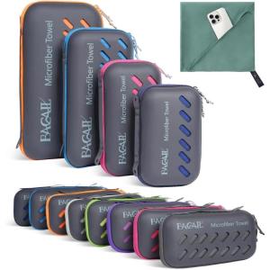 imageBAGAIL Camping Towel with EVA Case Compact ampamp Ultra Soft Microfiber Travel Towel  Super Absorbent ampamp Lightweight Quick Dry Towels for Sports Beach Gym Backpacking Hiking and YogaGrayish Green