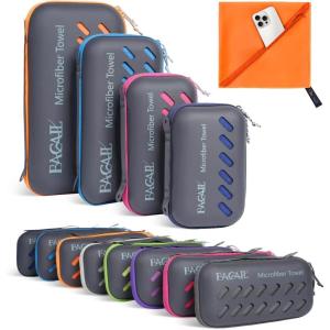 imageBAGAIL Camping Towel with EVA Case Compact ampamp Ultra Soft Microfiber Travel Towel  Super Absorbent ampamp Lightweight Quick Dry Towels for Sports Beach Gym Backpacking Hiking and YogaOrange