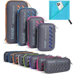 imageBAGAIL Camping Towel with EVA Case Compact ampamp Ultra Soft Microfiber Travel Towel  Super Absorbent ampamp Lightweight Quick Dry Towels for Sports Beach Gym Backpacking Hiking and YogaLake Blue