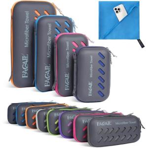 imageBAGAIL Camping Towel with EVA Case Compact ampamp Ultra Soft Microfiber Travel Towel  Super Absorbent ampamp Lightweight Quick Dry Towels for Sports Beach Gym Backpacking Hiking and YogaBlue