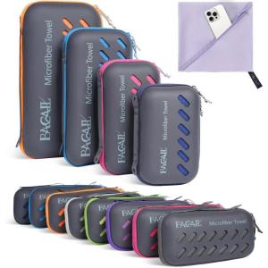 imageBAGAIL Camping Towel with EVA Case Compact ampamp Ultra Soft Microfiber Travel Towel  Super Absorbent ampamp Lightweight Quick Dry Towels for Sports Beach Gym Backpacking Hiking and YogaLight Purple