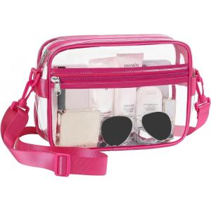 imageBAGAIL Clear Bag Stadium Approved Crossbody Shoulder Messenger Clear Purse with Adjustable Strap01fuchsia