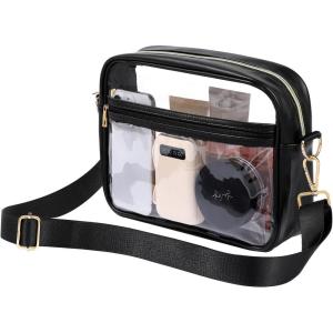 imageBAGAIL Clear Bag Stadium Approved Crossbody Shoulder Messenger Clear Purse with Adjustable Strap03black