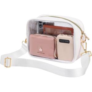 imageBAGAIL Clear Bag Stadium Approved Crossbody Shoulder Messenger Clear Purse with Adjustable StrapWhite