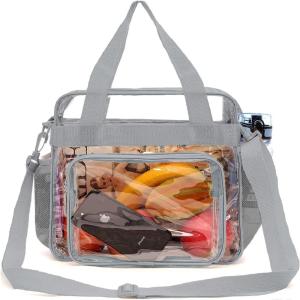 imageBAGAIL Clear Bag Stadium Approved Tote Bag with Front Pocket and Adjustable Shoulder Strap Grey