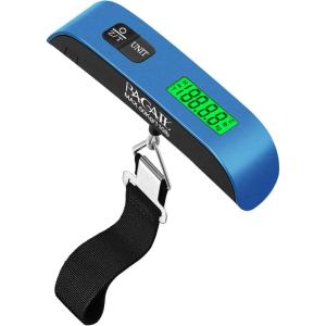 imageBAGAIL Digital Luggage Scale 110lbs Hanging Baggage Scale with Backlit LCD Display Portable Suitcase Weighing Scale Travel Luggage Weight Scale with Hook Strong Straps for TravelersBlue with temperature