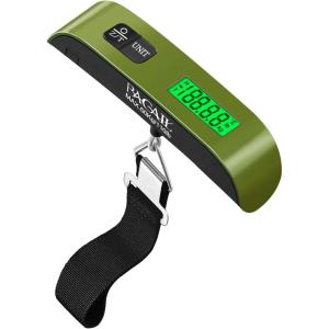 imageBAGAIL Digital Luggage Scale 110lbs Hanging Baggage Scale with Backlit LCD Display Portable Suitcase Weighing Scale Travel Luggage Weight Scale with Hook Strong Straps for TravelersOlive Green with temperature