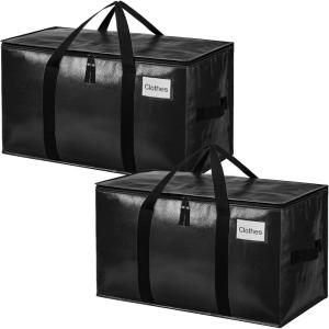 imageBAGAIL Heavy Duty Moving Bags with Strong Handle Extra Large Moving Boxes Storage Tote for Clothes College Moving SuppliesClear 6 PackBlack