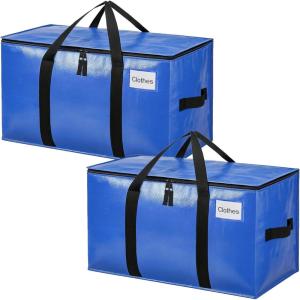 imageBAGAIL Heavy Duty Moving Bags with Strong Handle Extra Large Moving Boxes Storage Tote for Clothes College Moving SuppliesClear 6 PackBlue