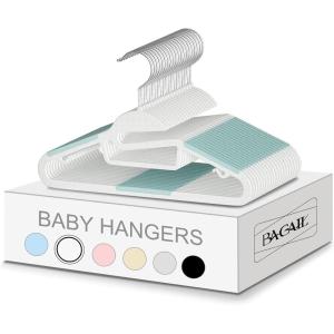 imageBAGAIL Kids Plastic Hangers SSlide 50 Pack 126quot NonSlip Hangers 360 Swivel Hook Protect Collar Space Saving for Children InfantToddler Pants Coat