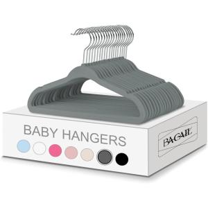 imageBAGAIL Kids Velvet Hangers 11 Inches Childrens Clothes Hangers NonSlip Baby Hangers for InfantToddler Grey50packGray