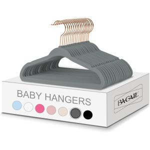 imageBAGAIL Kids Velvet Hangers 11 Inches Childrens Clothes Hangers NonSlip Baby Hangers for InfantToddler Grey50packGreyRose Gold