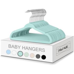 imageBAGAIL Kids Velvet Hangers 11 Inches Childrens Clothes Hangers NonSlip Baby Hangers for InfantToddler Grey50packMint