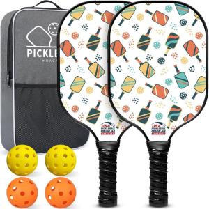 imageBAGAIL Pickleball Paddles USAPA Approved Fiberglass Surface Pickleball Set Lightweight Pickle Ball Rackets with 4 Balls 1 Bag Designed in California for Traction and StabilityRacket