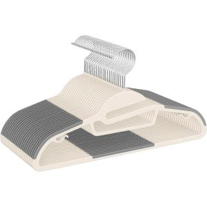 imageBAGAIL Plastic Hangers 50 Pack with NonSlip Design02 Inches Thick 360Swivel Hook Space Saving Organizer for Bedroom ClosetShirtsPantsGrey S ShapedBeige
