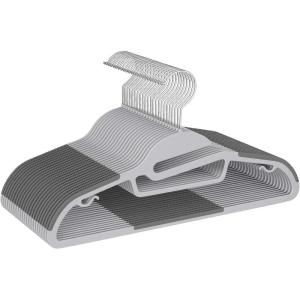 imageBAGAIL Plastic Hangers 50 Pack with NonSlip Design02 Inches Thick 360Swivel Hook Space Saving Organizer for Bedroom ClosetShirtsPantsGrey S ShapedGray