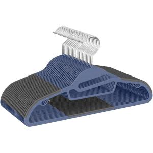 imageBAGAIL Plastic Hangers 50 Pack with NonSlip Design02 Inches Thick 360Swivel Hook Space Saving Organizer for Bedroom ClosetShirtsPantsGrey S ShapedNavy