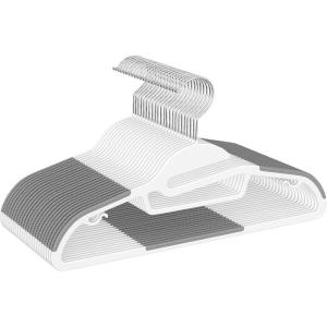 imageBAGAIL Plastic Hangers 50 Pack with NonSlip Design02 Inches Thick 360Swivel Hook Space Saving Organizer for Bedroom ClosetShirtsPantsGrey S ShapedWhite