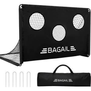 imageBAGAIL Soccer Goal 2in1 Soccer Net with Targets 6x4 FT Pop Up Soccer Trainer for Backyard with Detachable Target Cloth and Carry Bag Indoor Outdoor Fun Soccer GameBlack