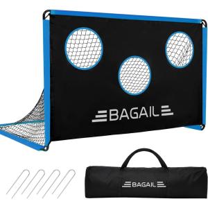 imageBAGAIL Soccer Goal 2in1 Soccer Net with Targets 6x4 FT Pop Up Soccer Trainer for Backyard with Detachable Target Cloth and Carry Bag Indoor Outdoor Fun Soccer GameBlue