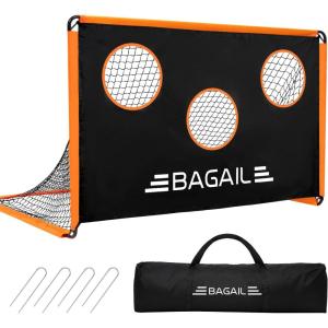 imageBAGAIL Soccer Goal 2in1 Soccer Net with Targets 6x4 FT Pop Up Soccer Trainer for Backyard with Detachable Target Cloth and Carry Bag Indoor Outdoor Fun Soccer GameOrange