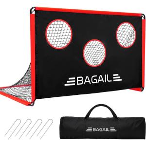 imageBAGAIL Soccer Goal 2in1 Soccer Net with Targets 6x4 FT Pop Up Soccer Trainer for Backyard with Detachable Target Cloth and Carry Bag Indoor Outdoor Fun Soccer GameRed