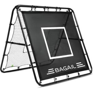 imageBAGAIL Soccer Rebounder Net 4 x 4 Ft Pitch Back Baseball Softball Rebounder Angle Adjustable Rebound Net for Control Passing Practice Easy Setup Bounce Back Net Gifts for TrainingBlackBlack