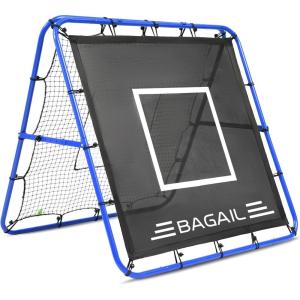 imageBAGAIL Soccer Rebounder Net 4 x 4 Ft Pitch Back Baseball Softball Rebounder Angle Adjustable Rebound Net for Control Passing Practice Easy Setup Bounce Back Net Gifts for TrainingBlueBlack