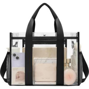 imageBAGAIL Stadium Approved Clear Tote Bag with Inner Pocket Transparent Travel Bag for Sports Event Concert WorkBlack