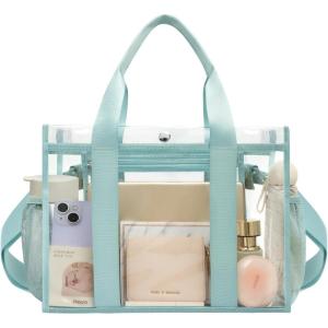 imageBAGAIL Stadium Approved Clear Tote Bag with Inner Pocket Transparent Travel Bag for Sports Event Concert WorkDusty Blue