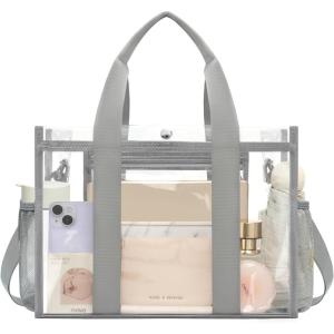 imageBAGAIL Stadium Approved Clear Tote Bag with Inner Pocket Transparent Travel Bag for Sports Event Concert WorkGrey