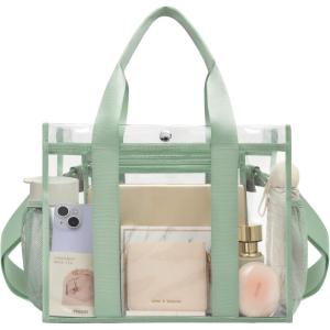 imageBAGAIL Stadium Approved Clear Tote Bag with Inner Pocket Transparent Travel Bag for Sports Event Concert WorkMatcha Green