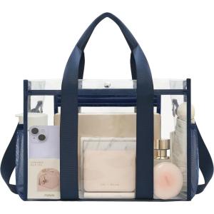 imageBAGAIL Stadium Approved Clear Tote Bag with Inner Pocket Transparent Travel Bag for Sports Event Concert WorkNavy