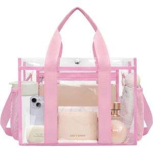 imageBAGAIL Stadium Approved Clear Tote Bag with Inner Pocket Transparent Travel Bag for Sports Event Concert WorkPink