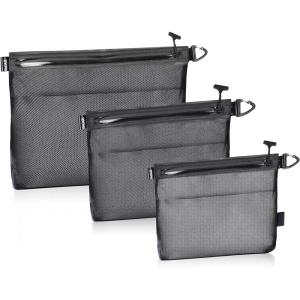 imageBAGAIL Waterresistant Airtight Zipper Pouch Ultralight Travel Packing Bags for Toiletries Document ElectronicsBlack