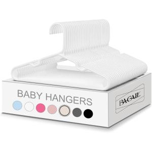 imageBAGAIL kids Plastic Hangers 114 Inch Childrens Clothes Hangers NonSlip Baby Hangers for InfantToddler White60pack