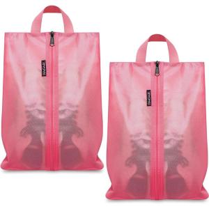 imageBagail Shoe Bags for Travel2 Set Shoe Bag for Storage in ClosetTransparent Shoe Packing Organizers with YKK Zipper L 17quotx10quotx5quot Coral 2pcsCoral 2pcs